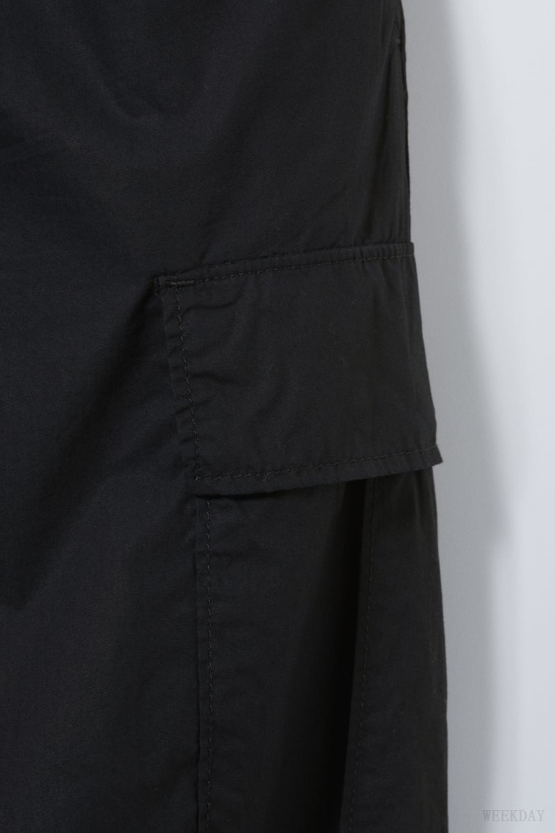 Black Weekday Parachute Loose Cargo Trousers | JQEN6894