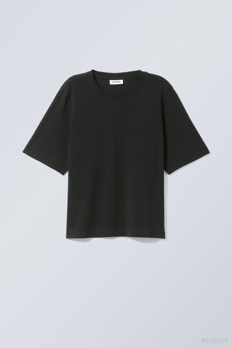 Black Weekday Perfect Boxy T-shirt | HHLH8885