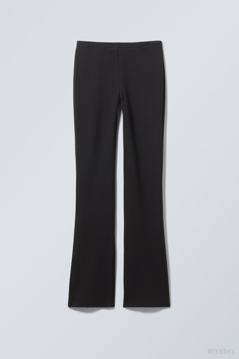 Black Weekday Philo Flared Jersey Trousers | JDEZ8412