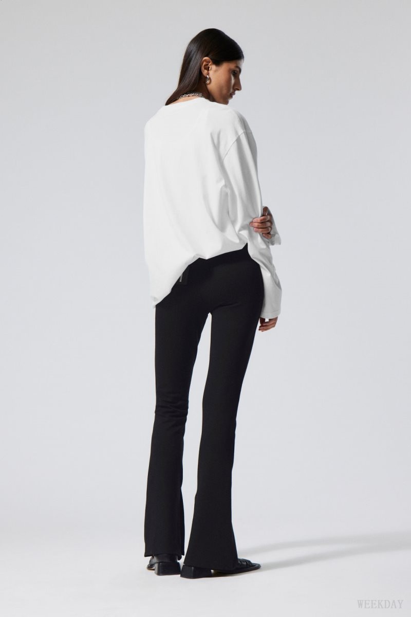 Black Weekday Philo Flared Jersey Trousers | JDEZ8412