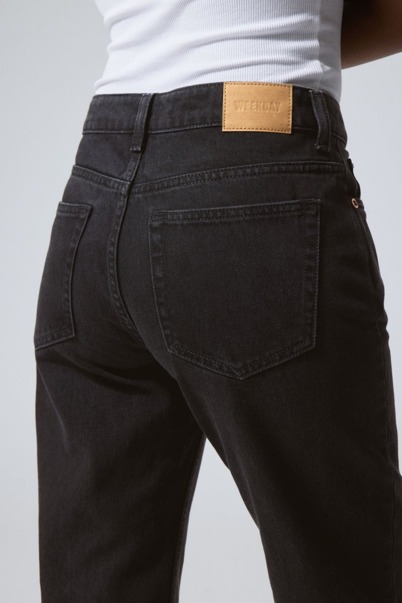 Black Weekday Pin Mid Straight Jeans | DZND7960