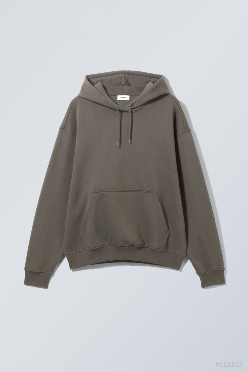 Black Weekday Relaxed Heavy Hoodie | ZVQO7856