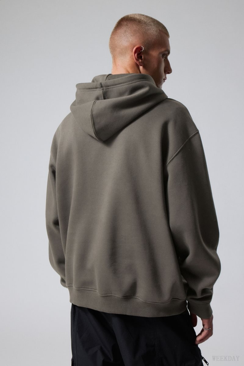 Black Weekday Relaxed Heavy Hoodie | ZVQO7856