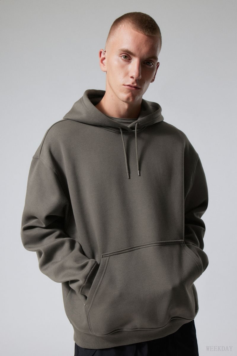 Black Weekday Relaxed Heavy Hoodie | ZVQO7856