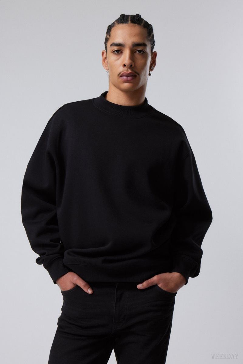 Black Weekday Relaxed Heavyweight Sweatshirt | YWFN9389