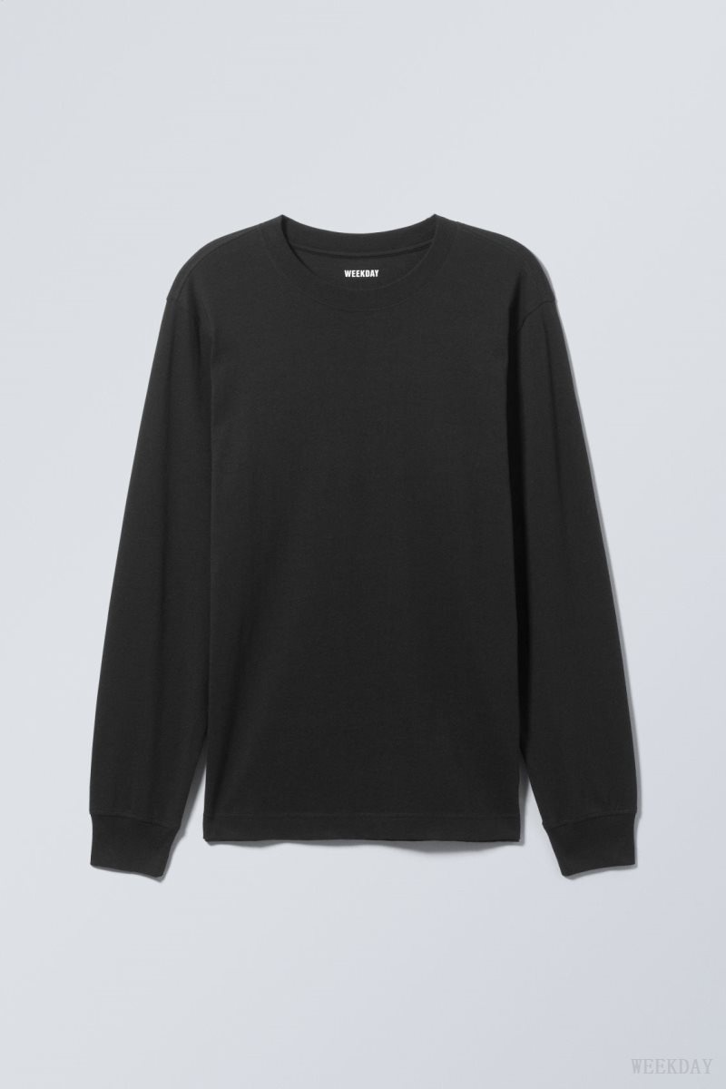 Black Weekday Relaxed Midweight Long Sleeve | FQFH0569