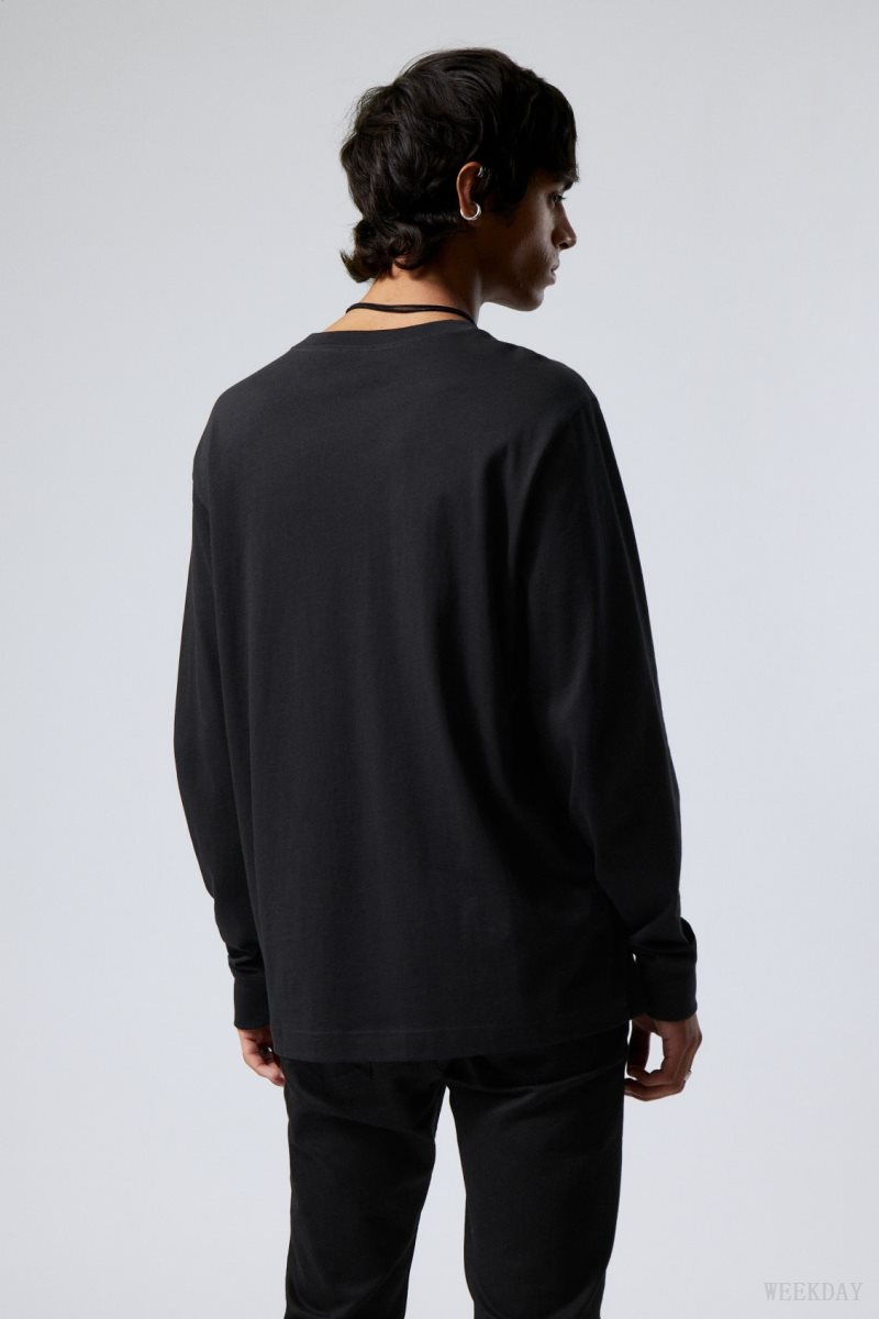 Black Weekday Relaxed Midweight Long Sleeve | FQFH0569