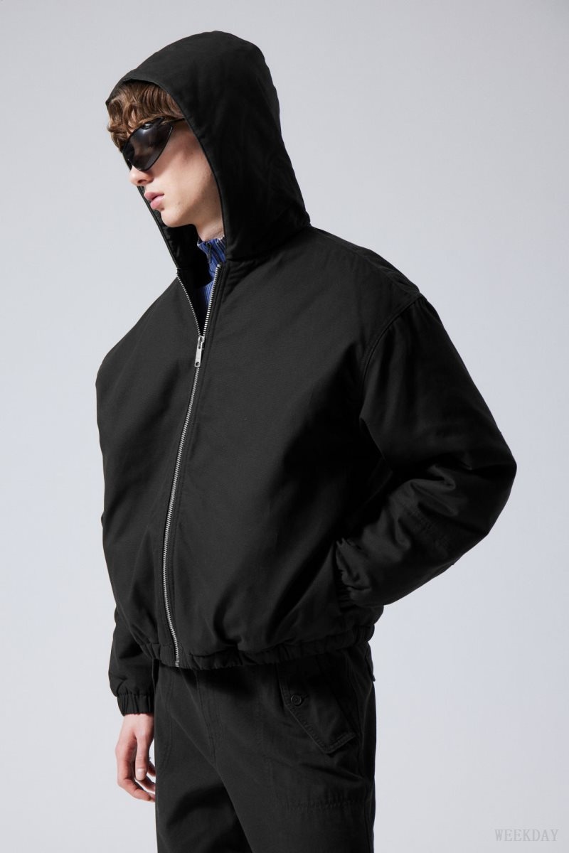 Black Weekday Remy Hooded Bomber Jacket | AFCT3128