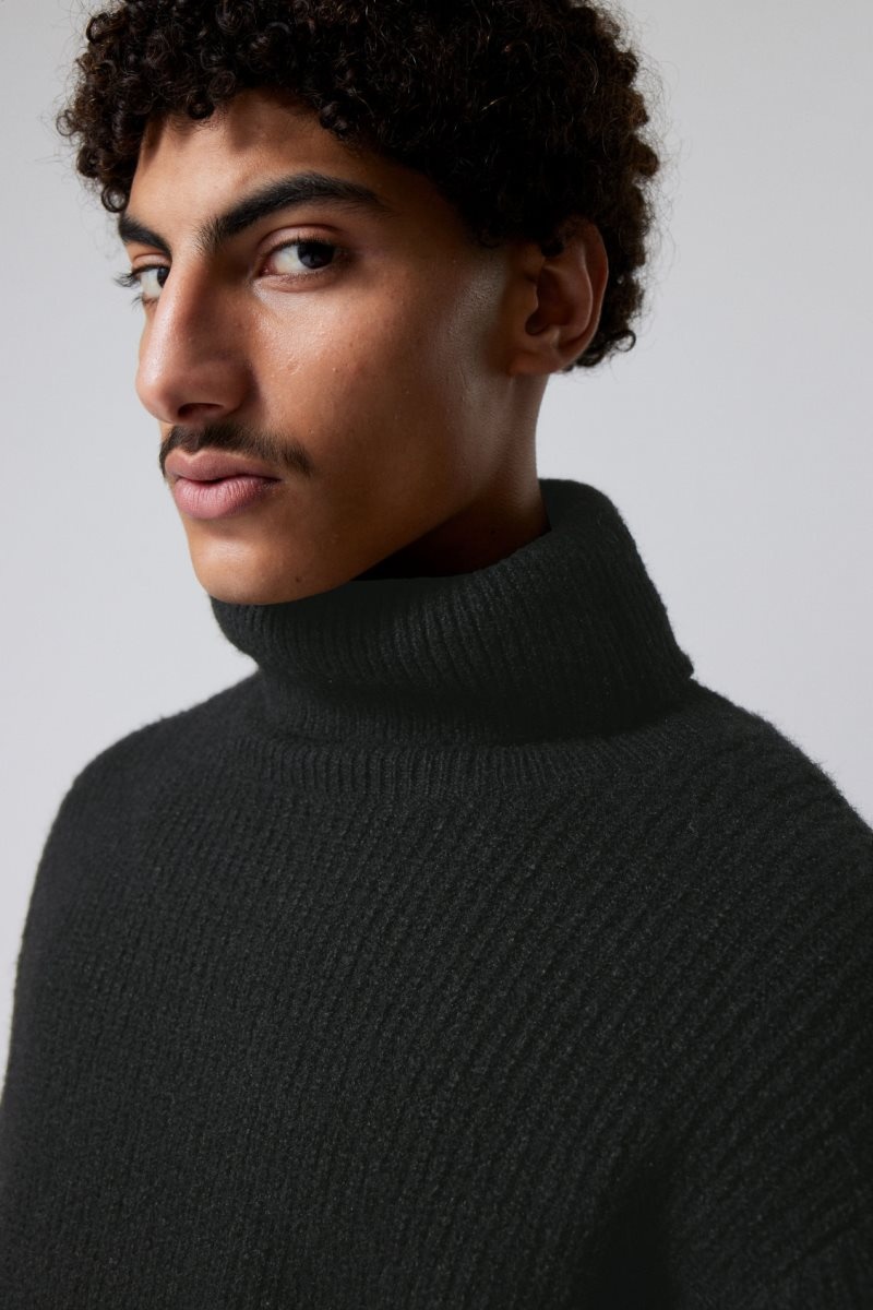 Black Weekday Renzo Relaxed Wool Blend Turtleneck | YSTE6059