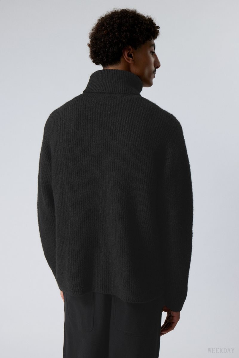 Black Weekday Renzo Relaxed Wool Blend Turtleneck | YSTE6059