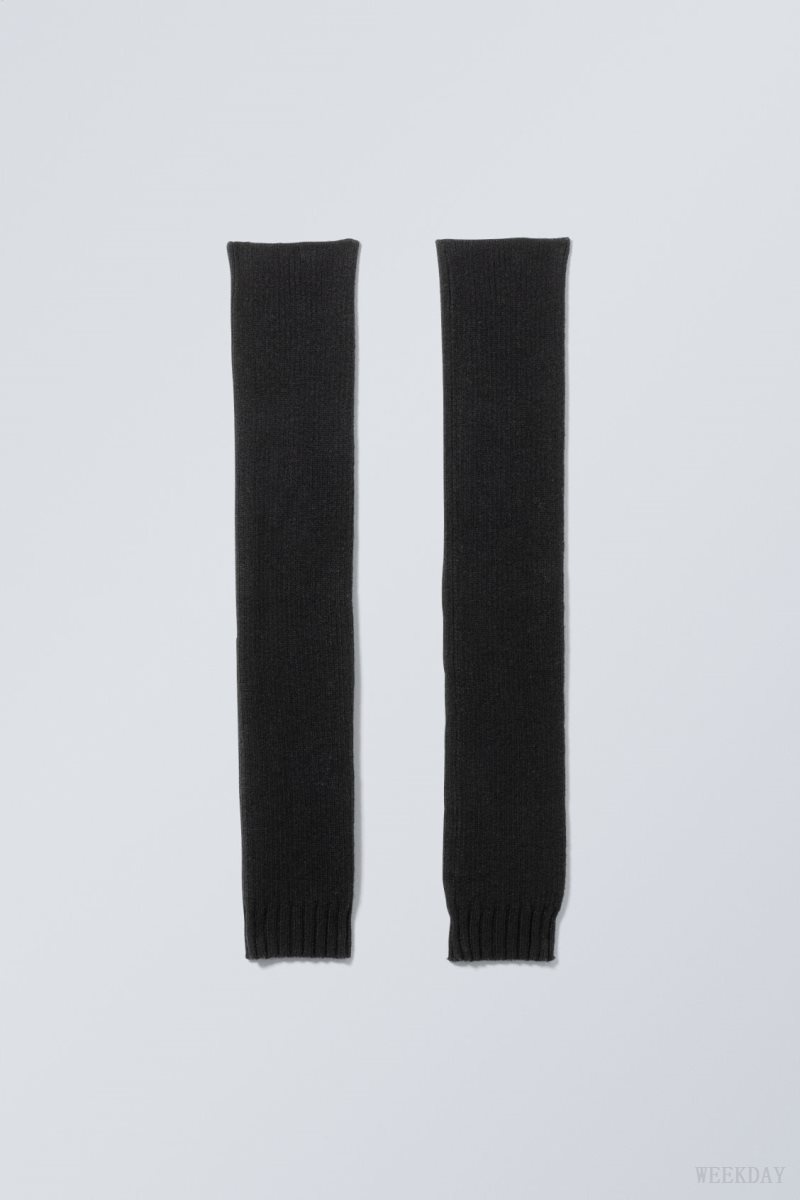 Black Weekday Rib Knit Leg Warmers | JIIM9055