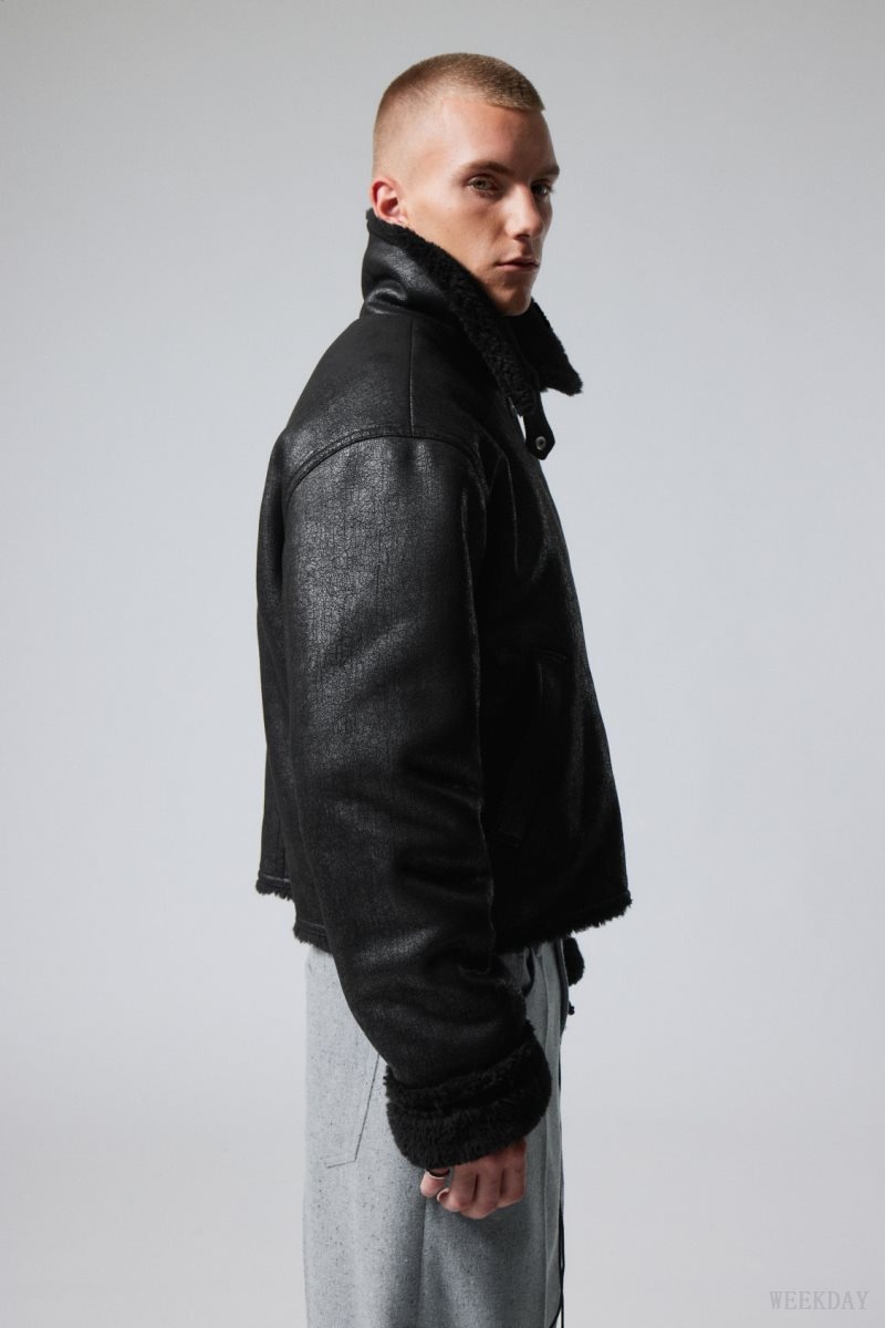 Black Weekday Sim Shearling Jacket | JNIW0975