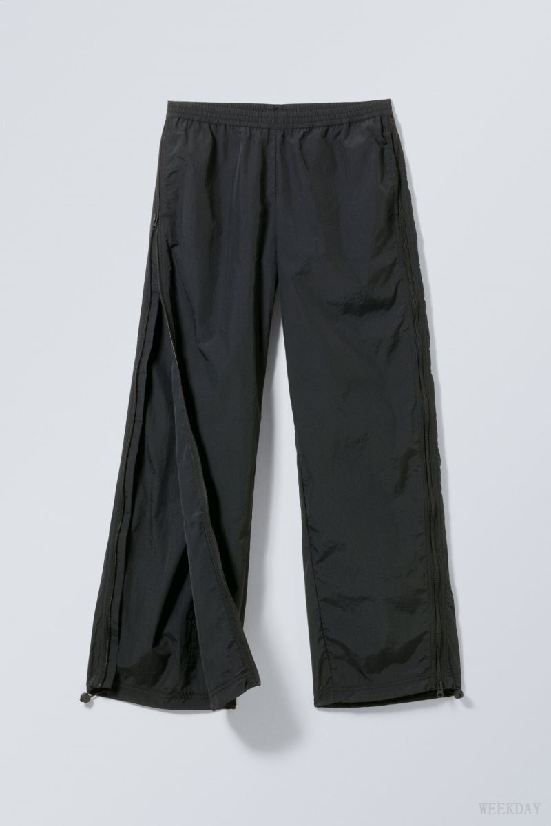 Black Weekday Simona Side Zip Track Trousers | XLFV6929