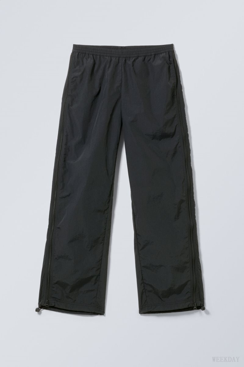 Black Weekday Simona Side Zip Track Trousers | XLFV6929