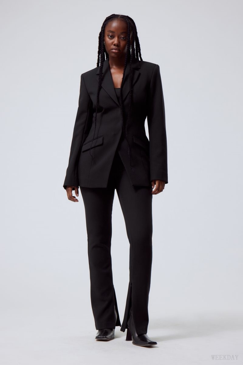 Black Weekday Simone Waisted Blazer | GOIG7563