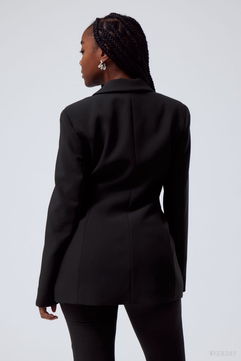 Black Weekday Simone Waisted Blazer | GOIG7563