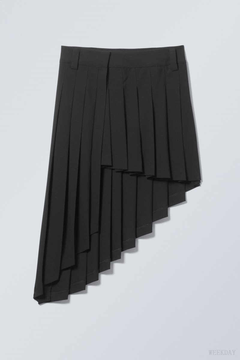 Black Weekday Skylar Pleated Midi Skirt | JPPP3894