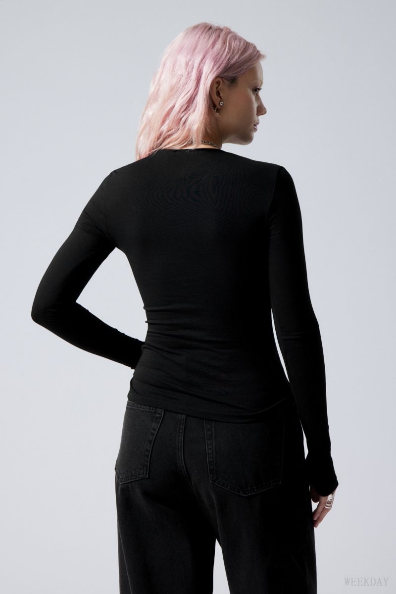 Black Weekday Slim Fitted Long Sleeve | AKRE6281