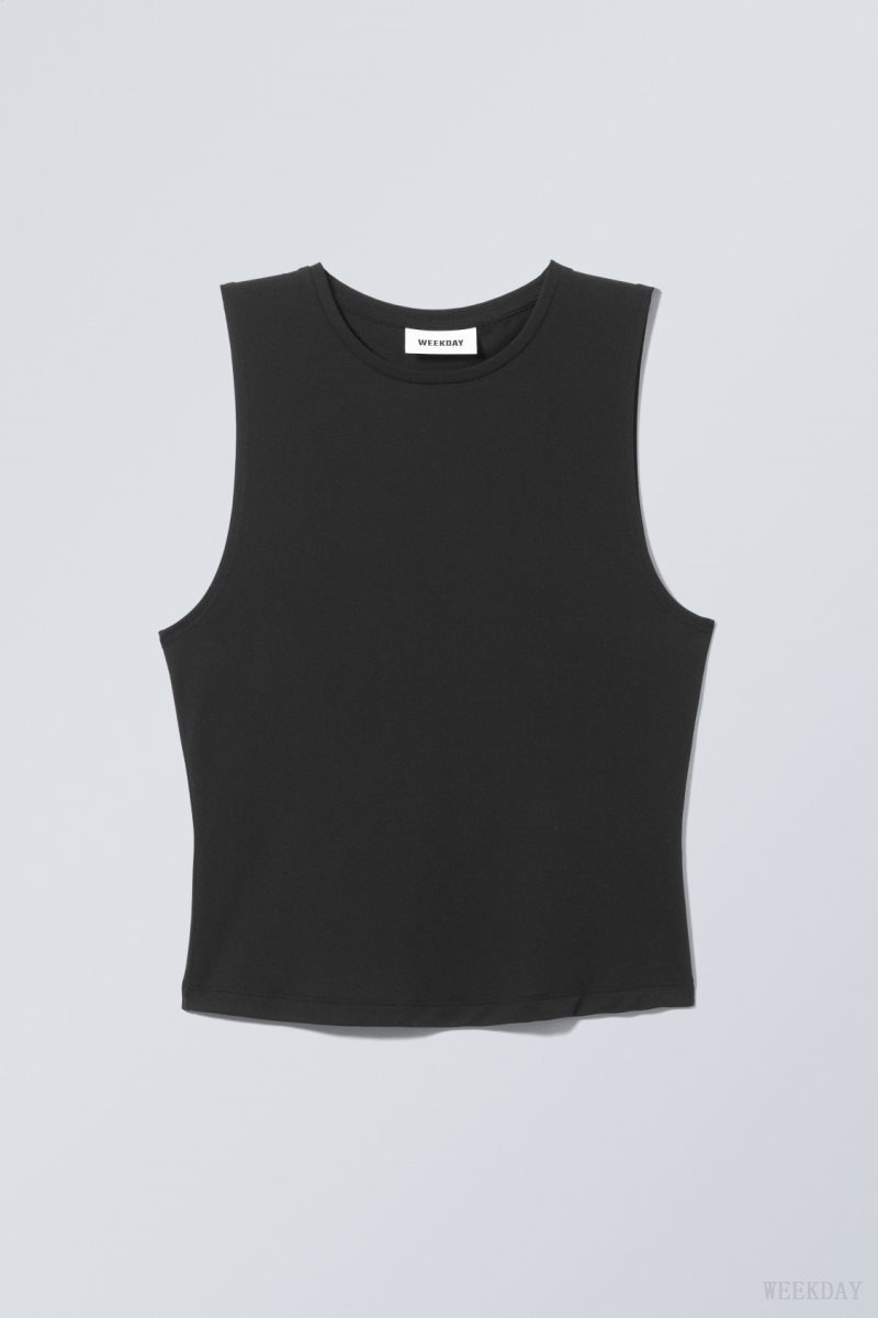 Black Weekday Soft Brushed Tank Top | EUOJ9710