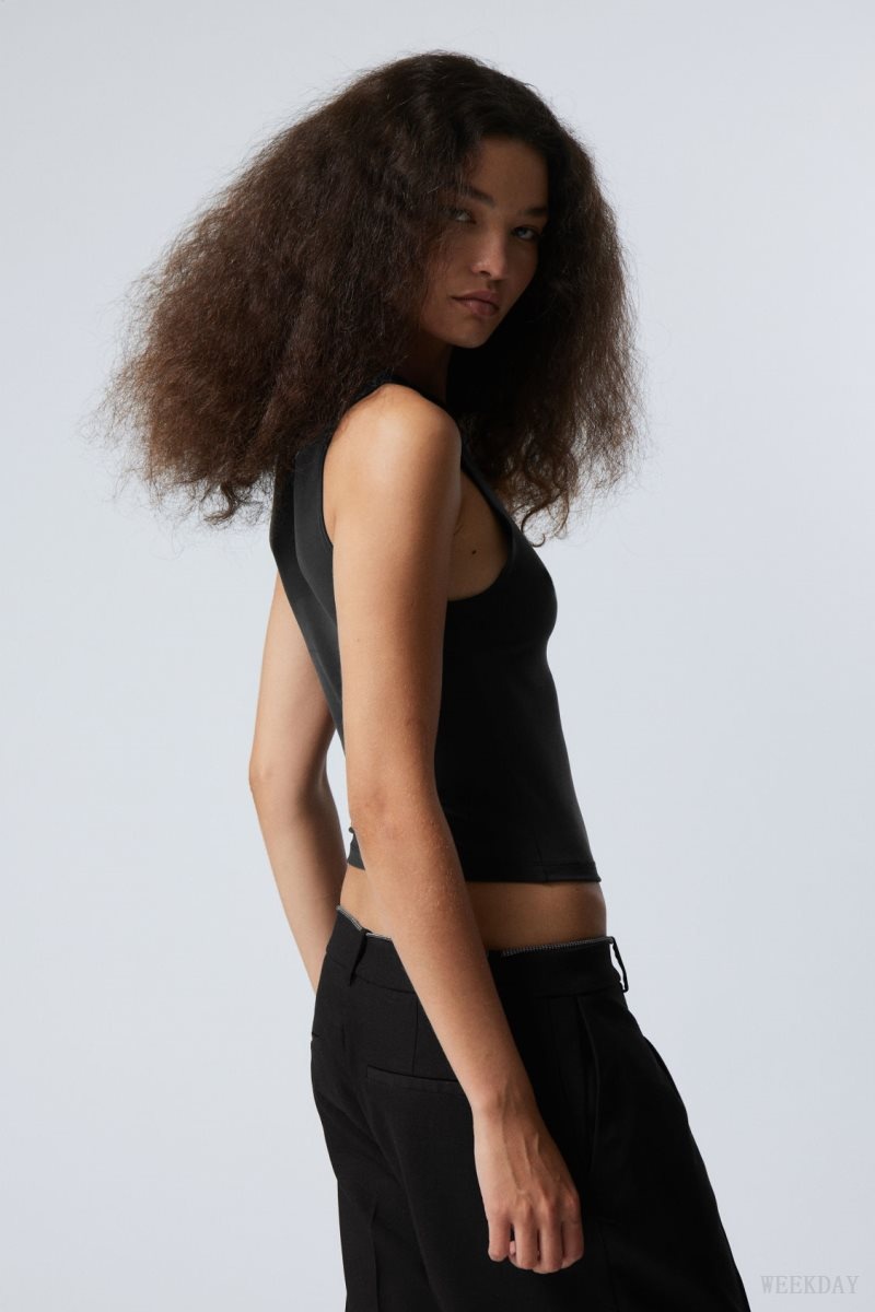 Black Weekday Soft Brushed Tank Top | EUOJ9710