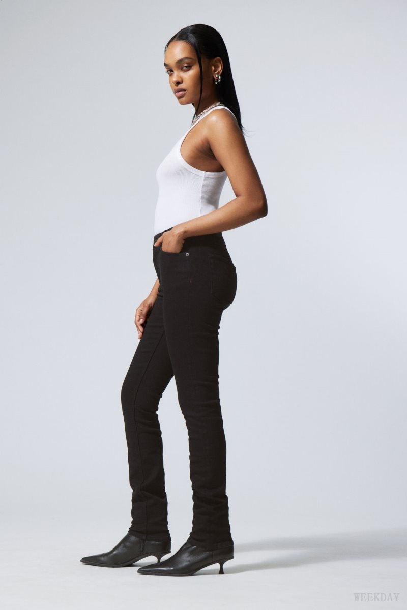 Black Weekday Spare Mid Skinny Jeans | YWPC9478