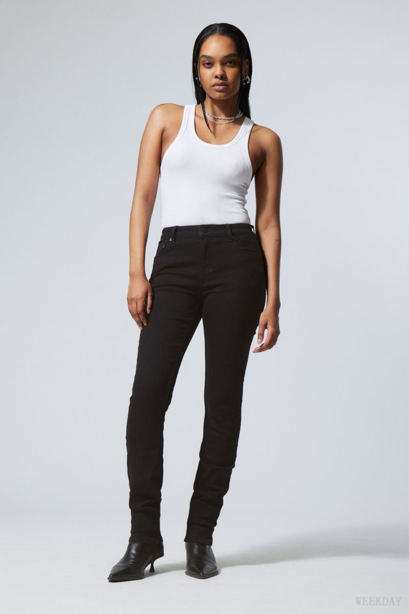 Black Weekday Spare Mid Skinny Jeans | YWPC9478