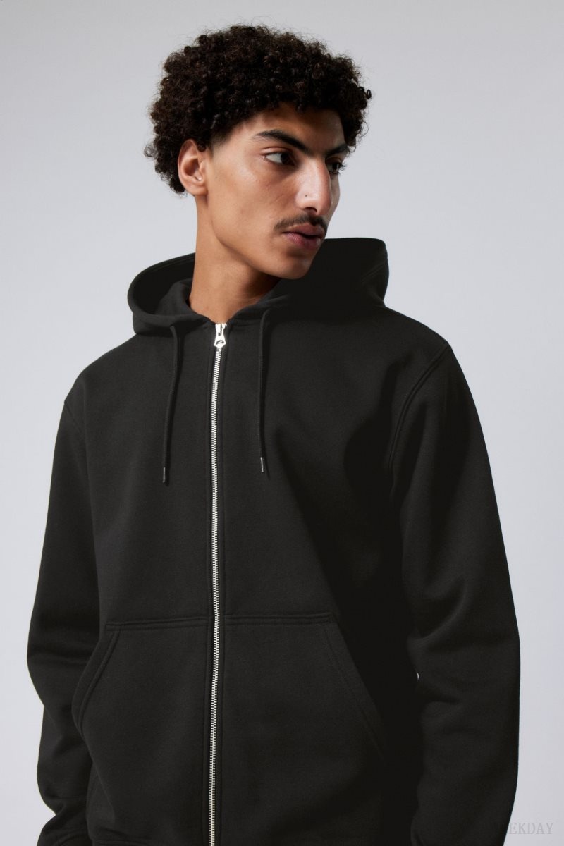 Black Weekday Standard Midweight Zip Hoodie | VSOH3179