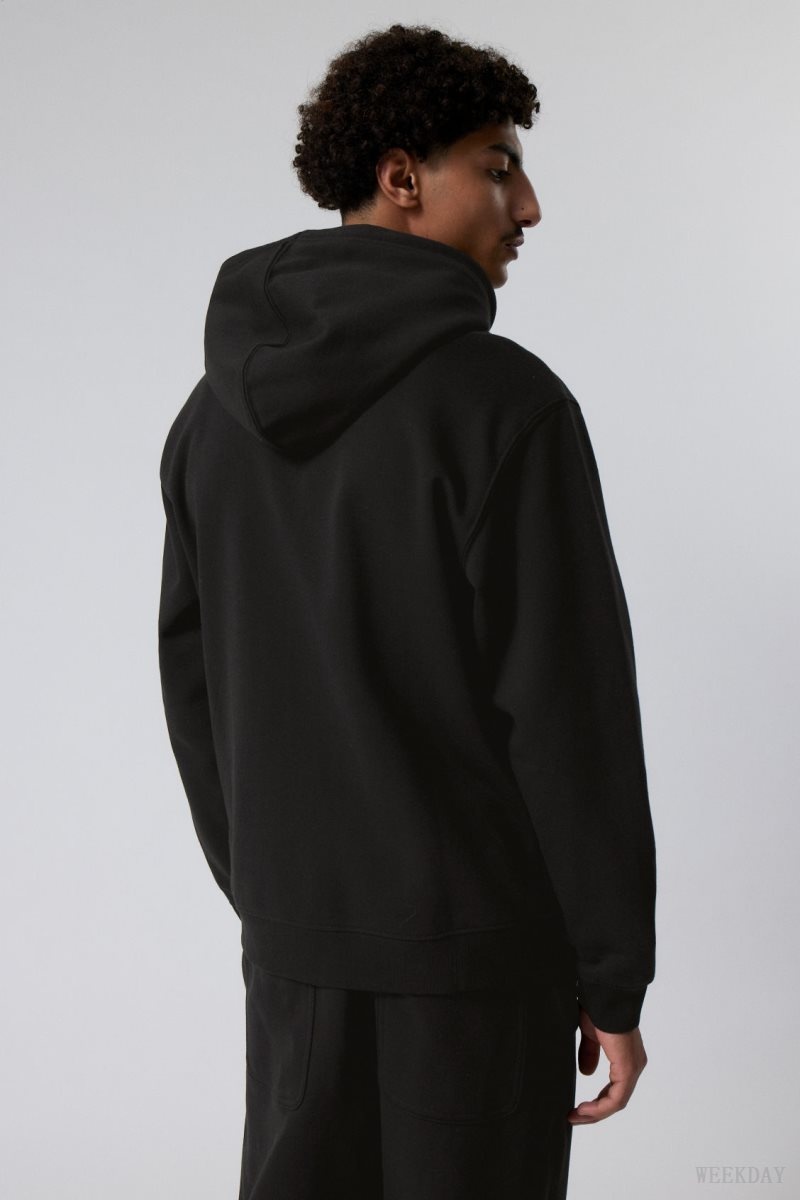 Black Weekday Standard Midweight Zip Hoodie | VSOH3179