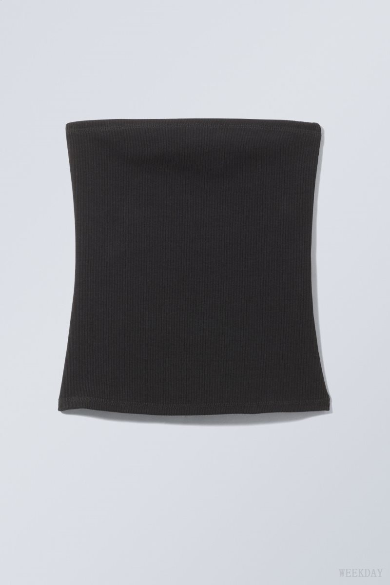 Black Weekday Tania Rib Tube Top | YQSS0332