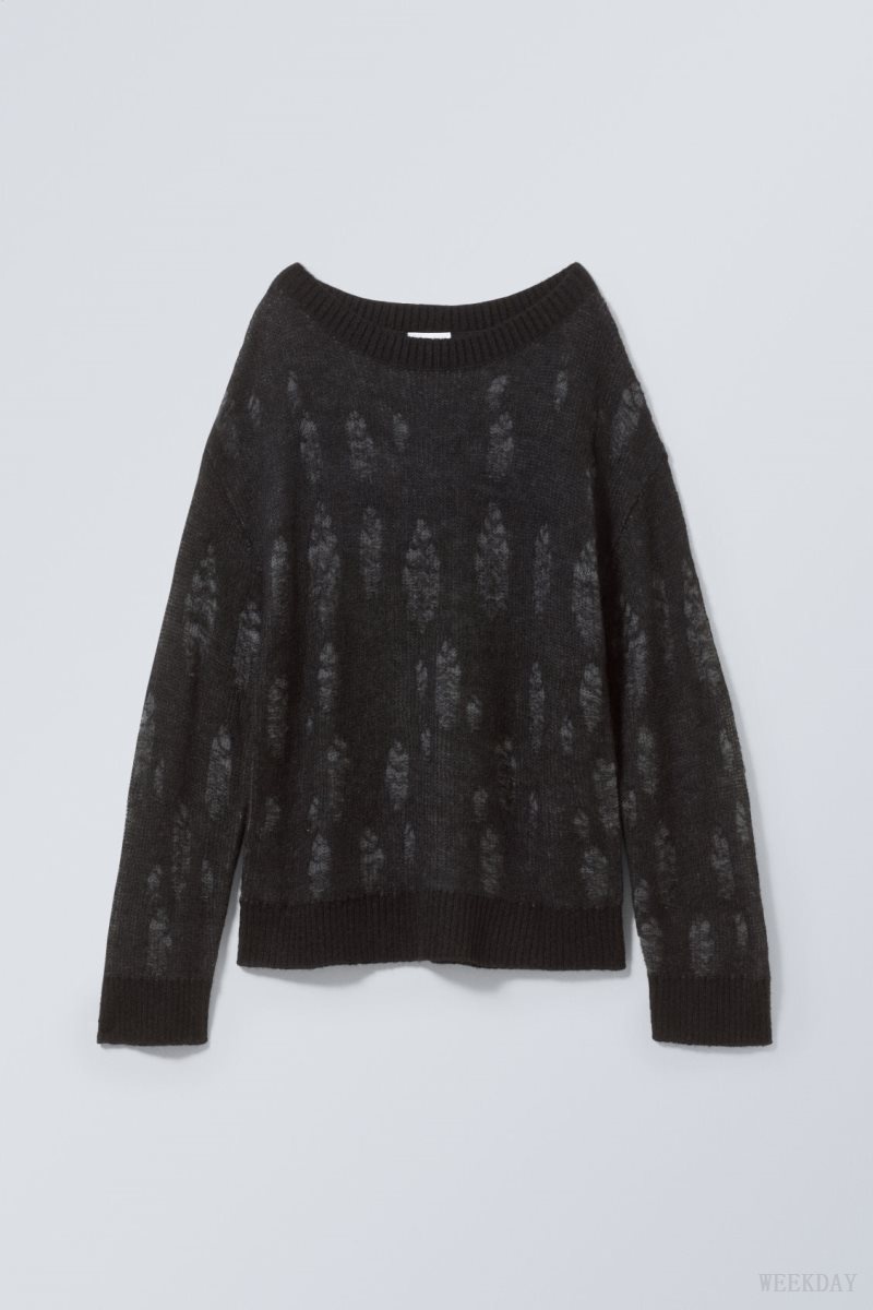 Black Weekday Taylor Knit Sweater | KHEX5288