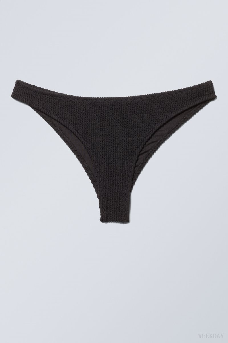 Black Weekday Textured Brazilian Bikini Bottoms | DRSP1862