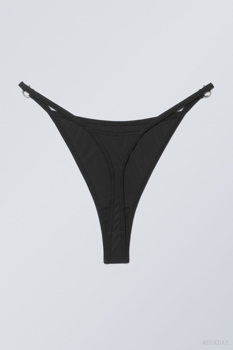 Black Weekday Tori Piercing Tanga Thong Thong | ZSQZ5616