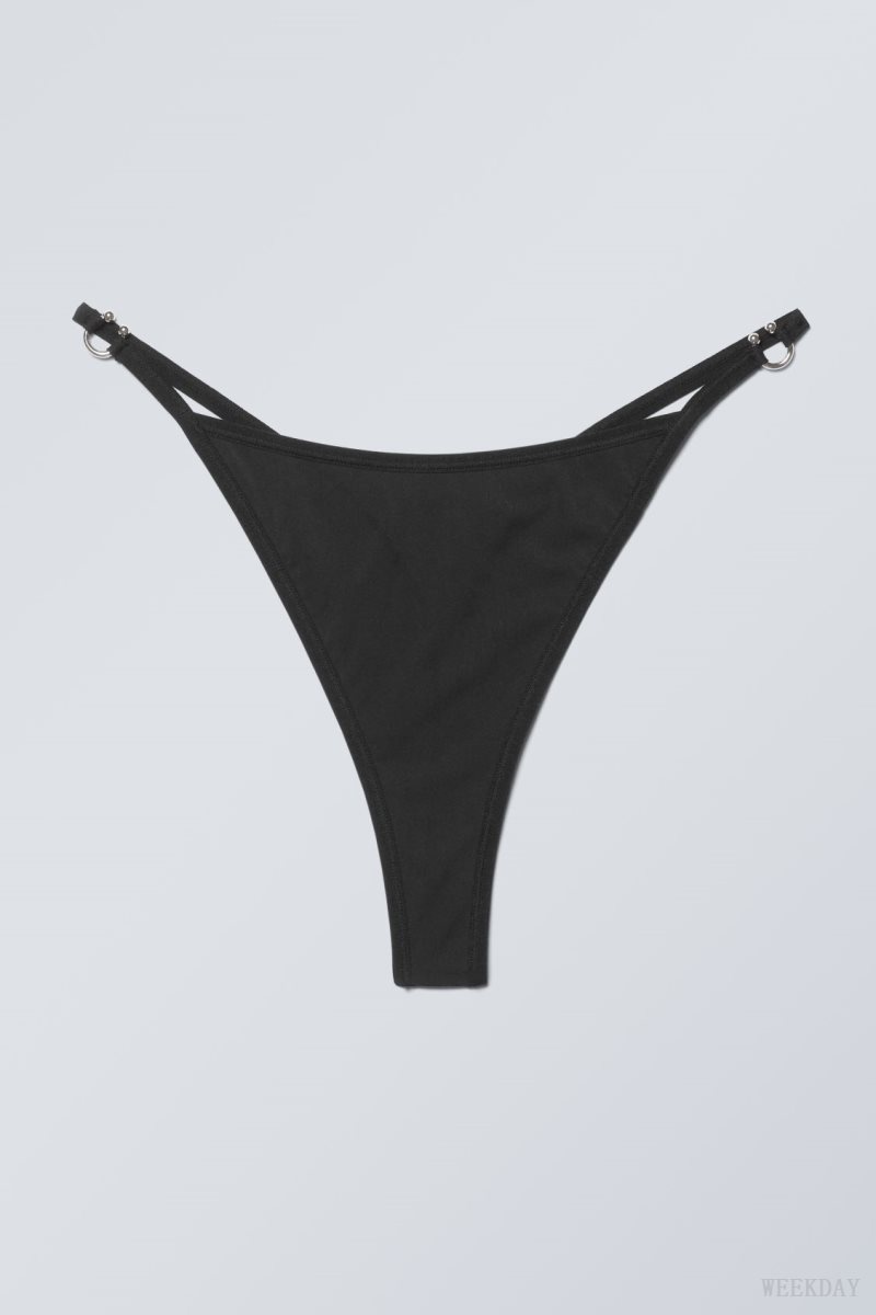 Black Weekday Tori Piercing Tanga Thong Thong | ZSQZ5616