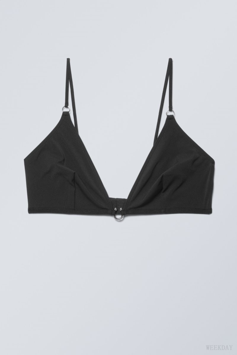 Black Weekday Tori Piercing Triangle Bra Bra | CEHH5378