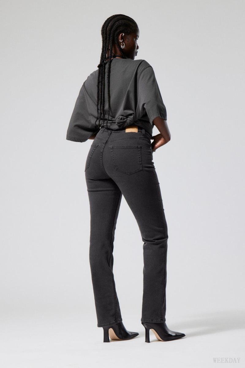 Black Weekday Twig Curve Mid Straight Jeans | IIBC5870