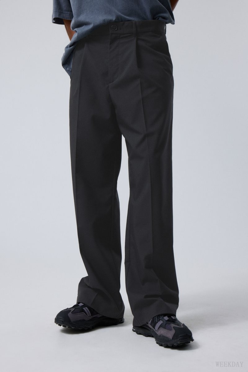 Black Weekday Uno Loose Suit Trousers | FBYJ1907