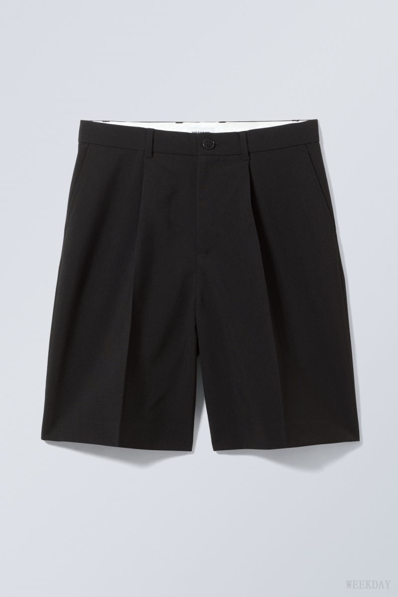 Black Weekday Uno Oversized Suit Shorts | LDXE3034