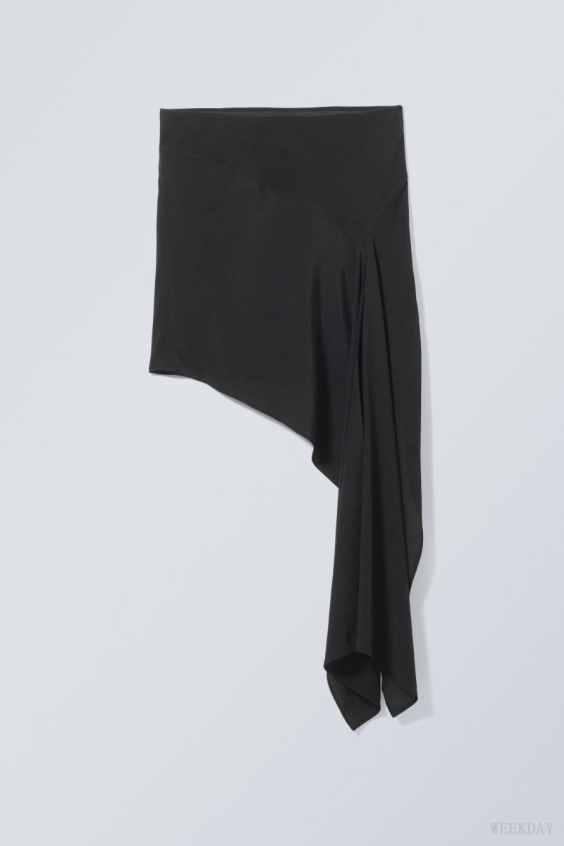 Black Weekday Vira Asymmetric Mini Skirt | ZQFQ2997