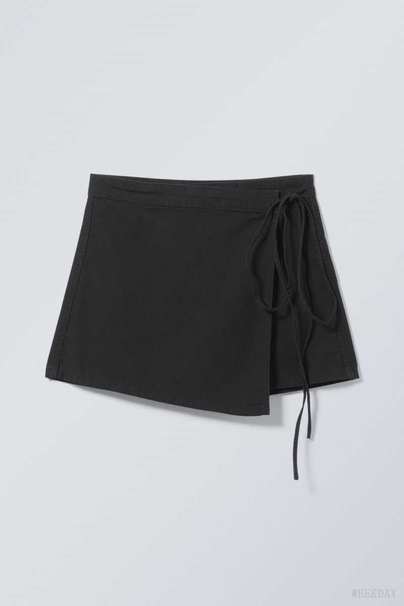 Black Weekday Wrap Mini Skirt | IFGM3108