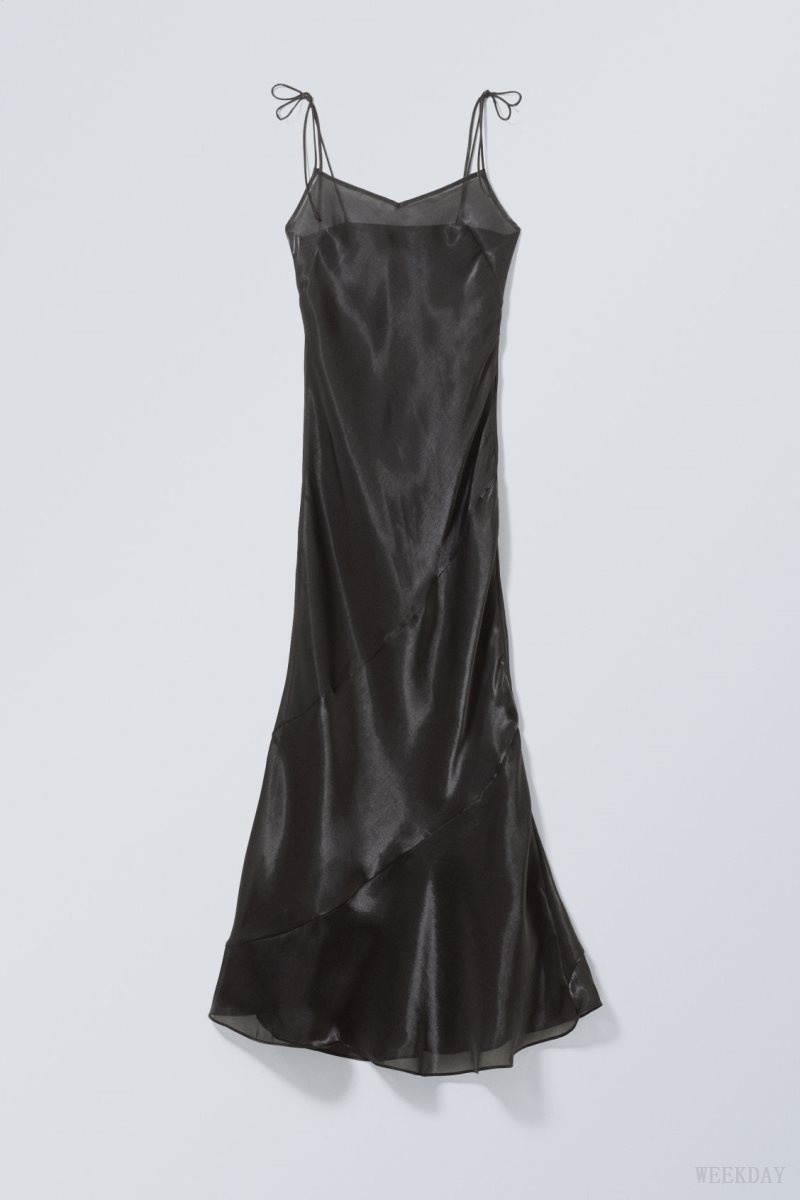 Black Weekday Yoko Sheer Slip Maxi Dress | CDLJ4885