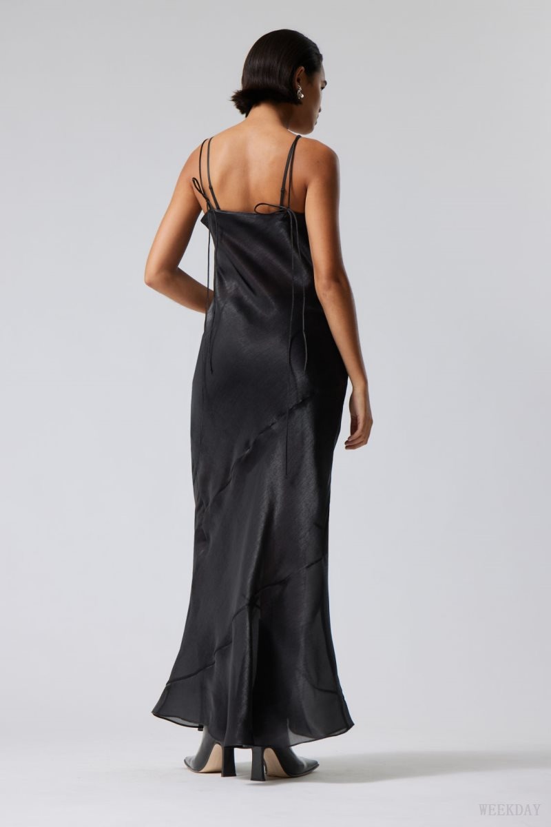 Black Weekday Yoko Sheer Slip Maxi Dress | CDLJ4885