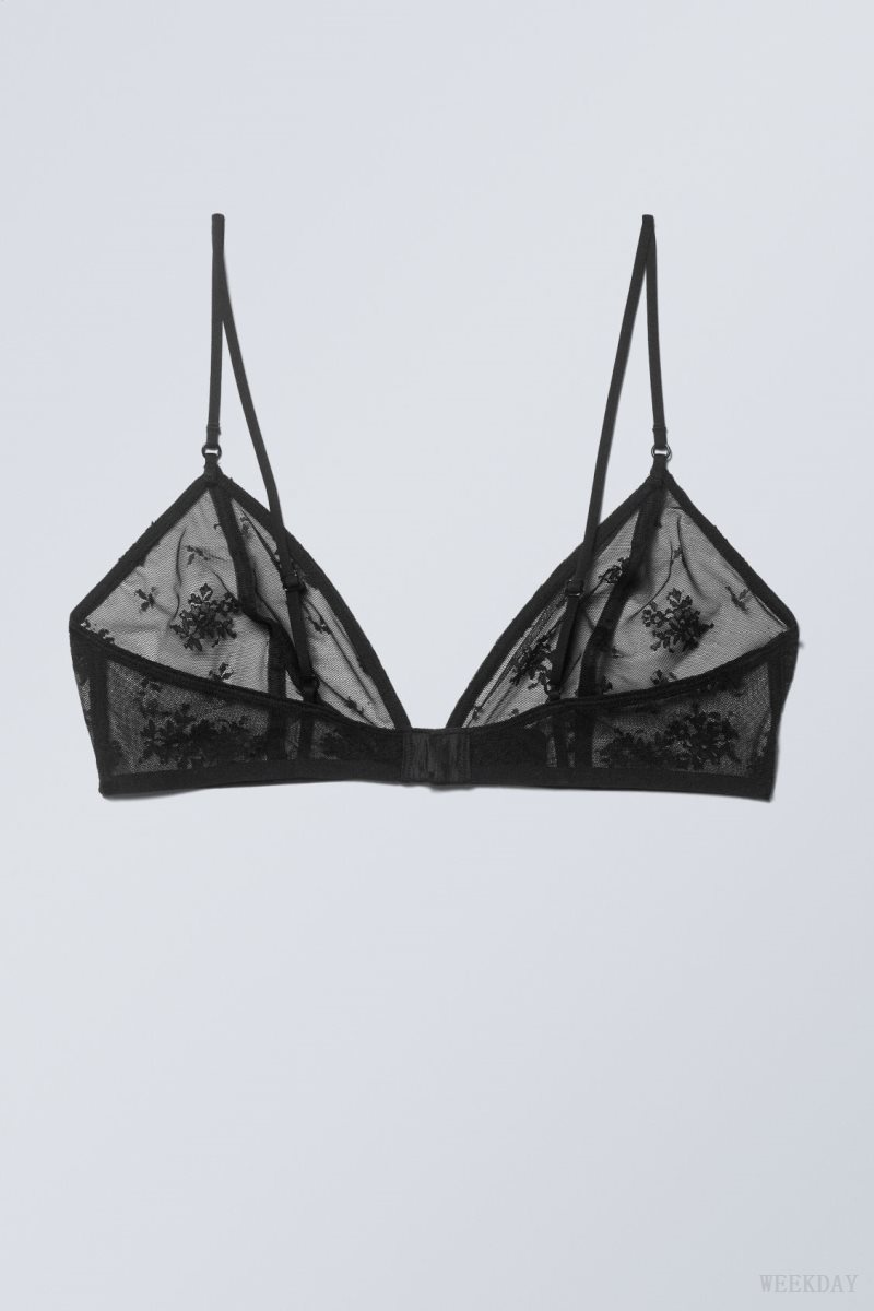 Black Weekday Zelda Lace Bralette Bralette | RLHF5727