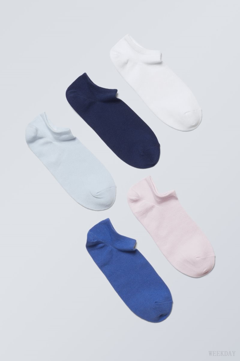 Blue Weekday 5-pack Cotton Trainer Socks | UUPQ9863