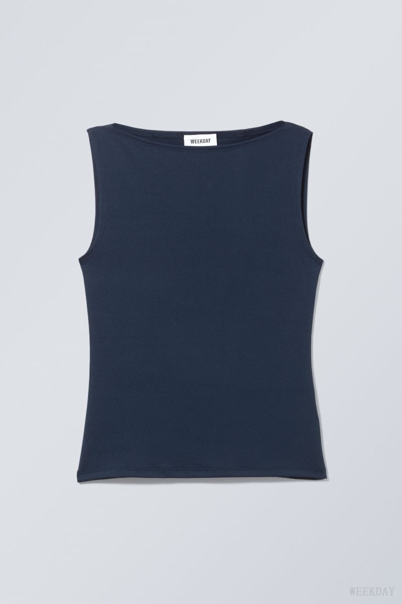 Blue Weekday Annie Boatneck Sleeveless top | ZMWP1647