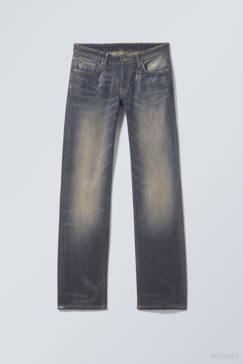 Blue Weekday Arrow Low Coated Jeans | WOWT6046