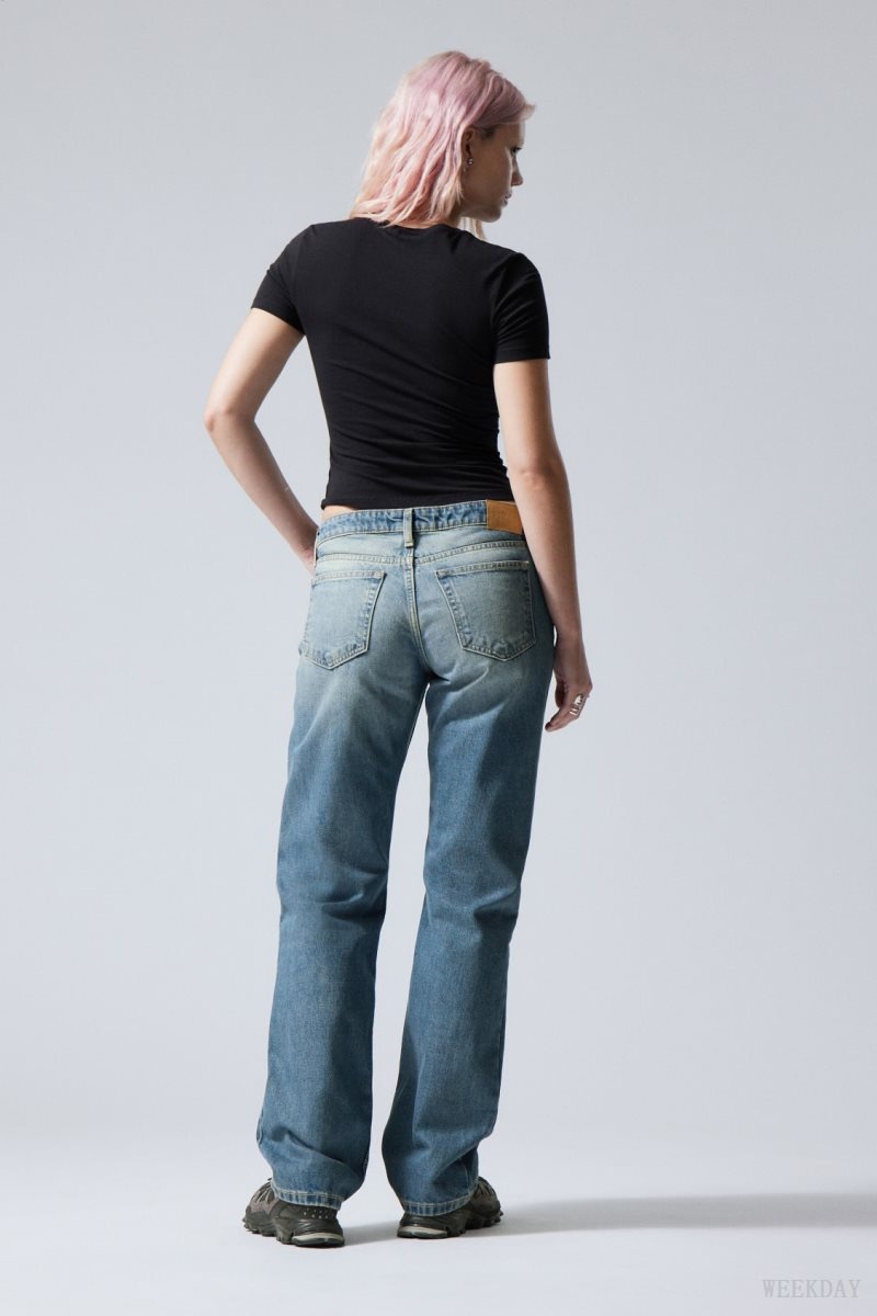 Blue Weekday Arrow Low Straight Jeans | AAPW2912