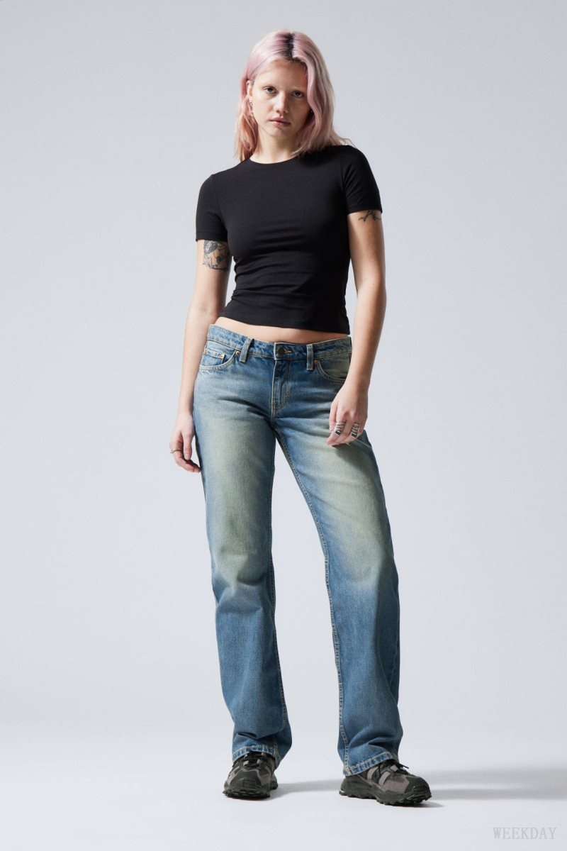 Blue Weekday Arrow Low Straight Jeans | AAPW2912