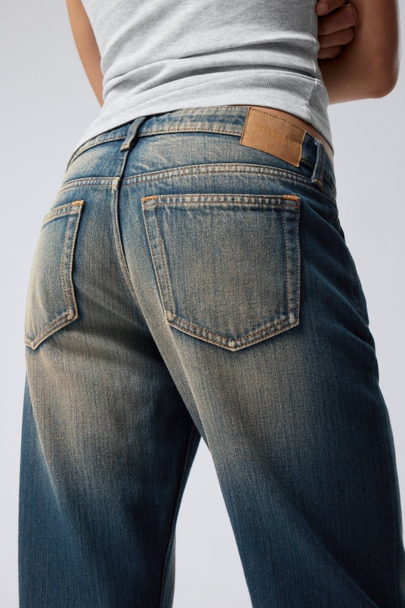 Blue Weekday Arrow Low Straight Jeans | FFJM4133