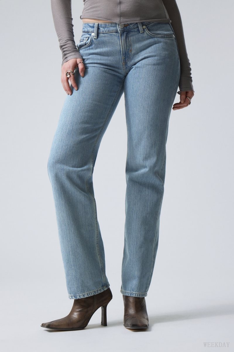 Blue Weekday Arrow Low Straight Jeans | KDNI7170