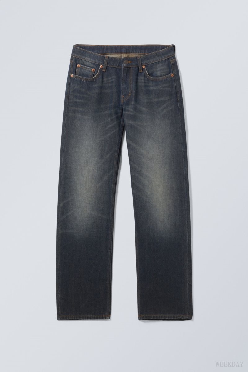 Blue Weekday Arrow Low Straight Jeans | MHJQ5453